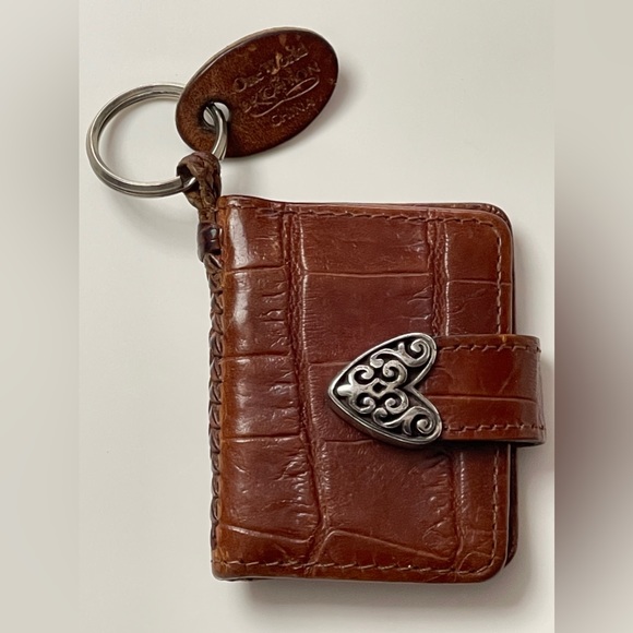 Vintage Brighton “One World” Faux-Croc Key Chain Purse Charm w/ Photo Locket - Picture 1 of 12